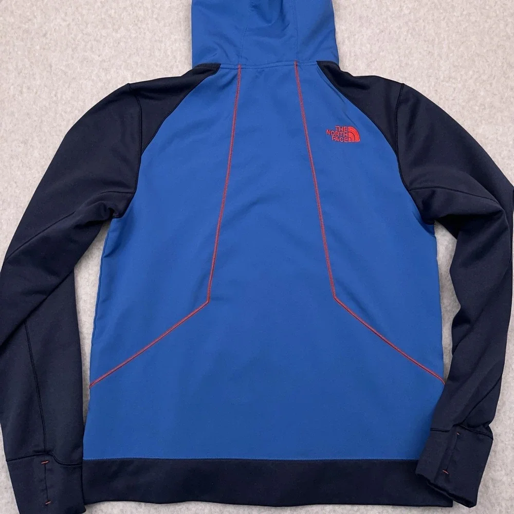 The North Face Kilowatt Varsity Jacket Men's Medium Blue Full Zip Hooded Stretch